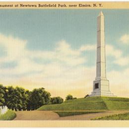 1930s-1940s Postcard of a white obelisk atop a hill.