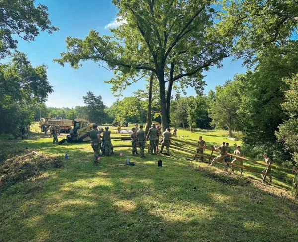 The Virginia National Guard 1033 Engineer Support Company of the 276 Engineer Battalion spent two weeks on the Cedar Creek Battlefield this past July.
