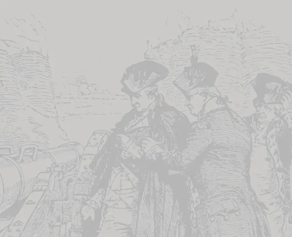 This is a sketch of three soldiers operating a cannon. 