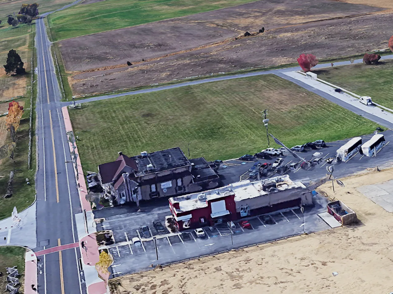 A satellite view of the property at Pickett's Charge