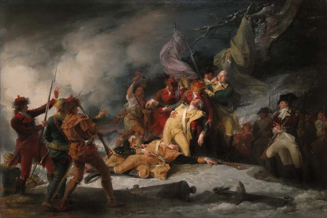 An oil painting depicting the death of General Montgomery