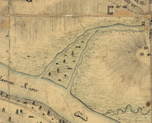 Map portraying the land surrounding Trenton