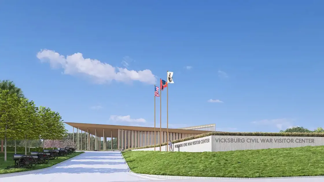 Artist rendering of the new Vicksburg Civil War Visitor Center, Vicksburg, Miss.